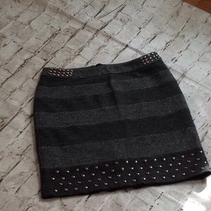 Koradior dark gray/ light gray with studs wool mini skirt